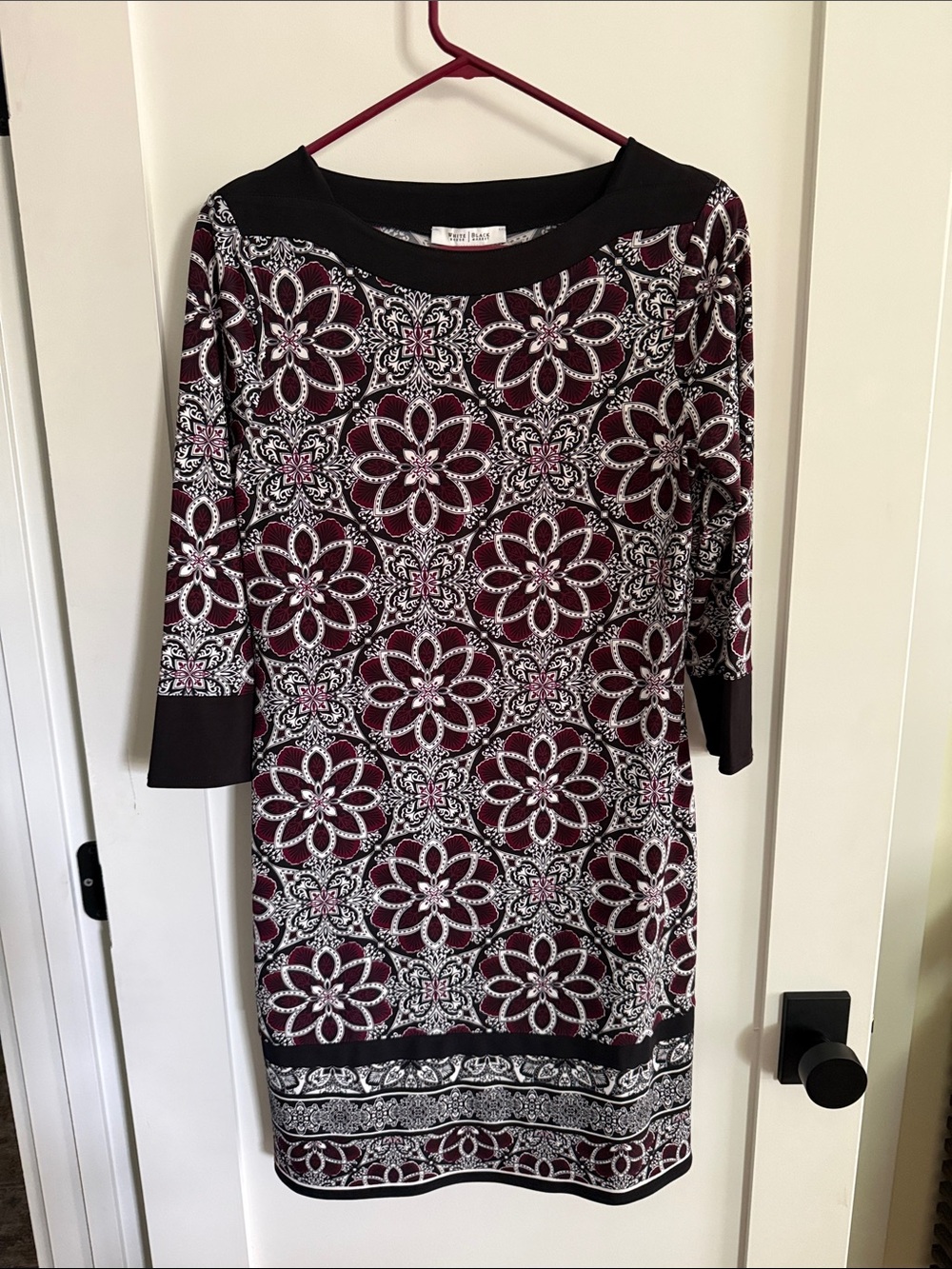 Burgundy Floral Print Sheath Dress